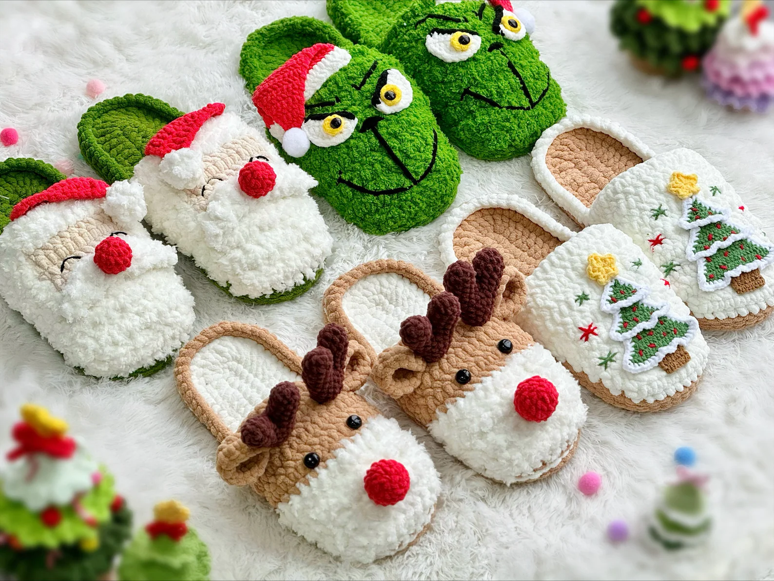 Christmas Slippers Crochet Pattern Bundle | Grinch, Santa & Reindeer | PDF - Image 7