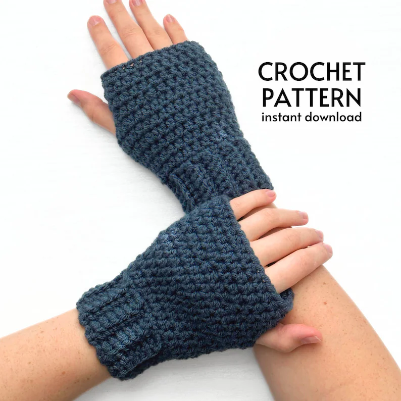 Easy Fingerless Gloves Crochet Pattern PDF