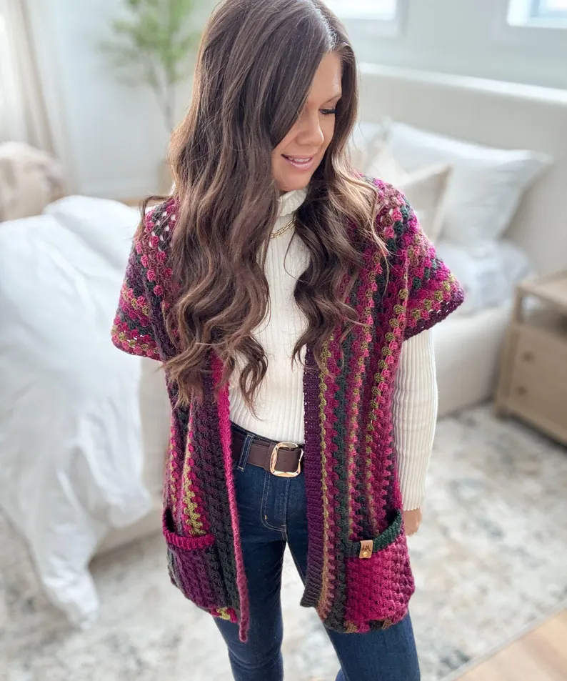 Granny Pop Ruana Crochet Pattern PDF