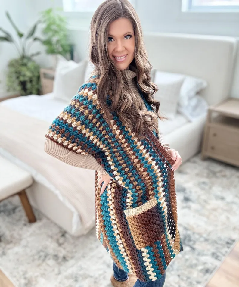 Granny Pop Ruana Crochet Pattern PDF - Image 8