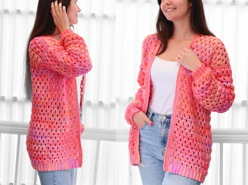 ELOISE Crochet Cardigan Pattern Sweater PDF (XS–3XL) - Image 6