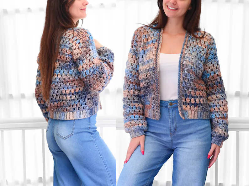 ELOISE Crochet Cardigan Pattern Sweater PDF (XS–3XL)